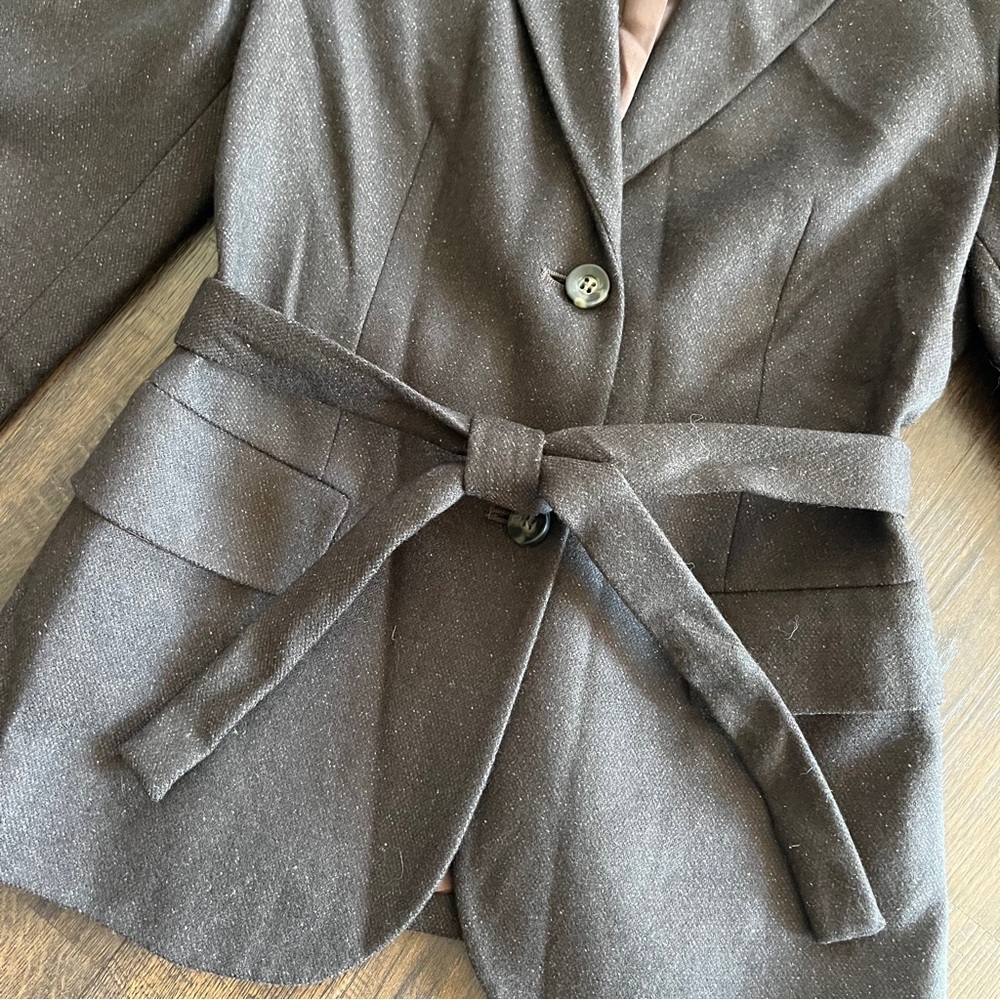 SISLEY brown tweed belted tailored blazer - Picture 12 of 13